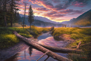 'Morning Routine' - 24x36 Mule Deer Landscape Oil Painting