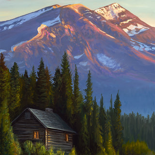 'The Rising Sun' - 24x36 Moose Cabin Landscape Painting