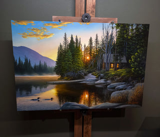 "Calming Waters" 24x36 Cabin Landscape Painting
