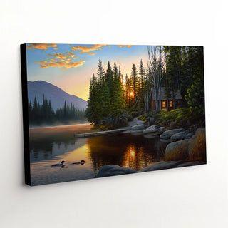 lake cabin canvas art print