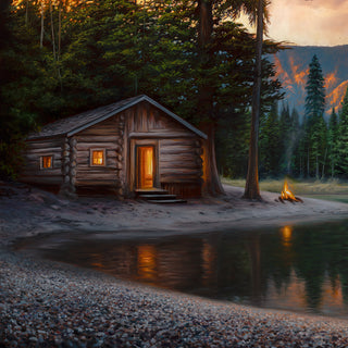"Lakeside Heaven" - 30x40 Cabin Landscape Painting