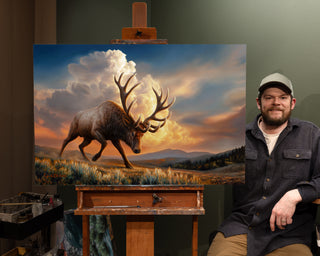 'The Challenger' - 24x36 Bull Elk Oil Painting