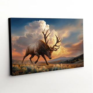 'The Challenger' - Bull Elk Canvas Art Print