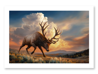 'The challenger' - Bull Elk Art Print