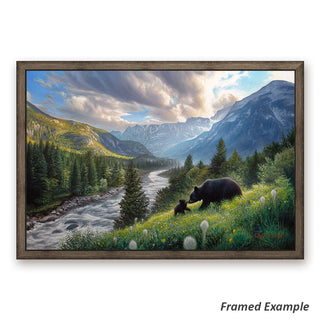 'Summer Bloom' - Black Bear Canvas Art Print