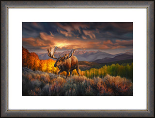 'Paradise' - Framed Bull Moose Wildlife Art