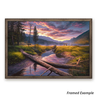 'Morning Routine' - Mule Deer Landscape Canvas Art Print