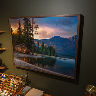 "Lakeside Heaven" - 30x40 Cabin Landscape Painting