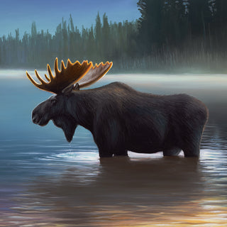 'The Rising Sun' - 24x36 Moose Cabin Landscape Painting