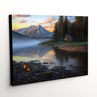 "Take It In" - Cabin Landscape Canvas Art Print