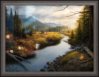 "When Time Slows" - Framed Mountainous Landscape Art Print, Bull Moose