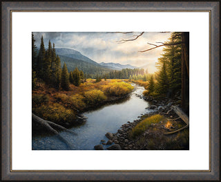 "When Time Slows" - Framed Mountainous Landscape Art Print, Bull Moose