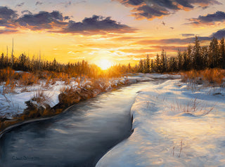 "Bear Tracks" 12x16 Winter Sunrise Landscape Painting